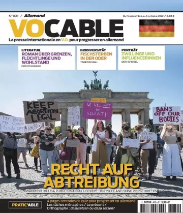 Vocable Allemand N°870 Du 15 Septembre 2022